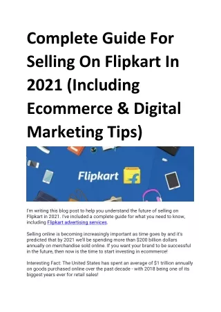 complete guide for selling on flipkart in 2021