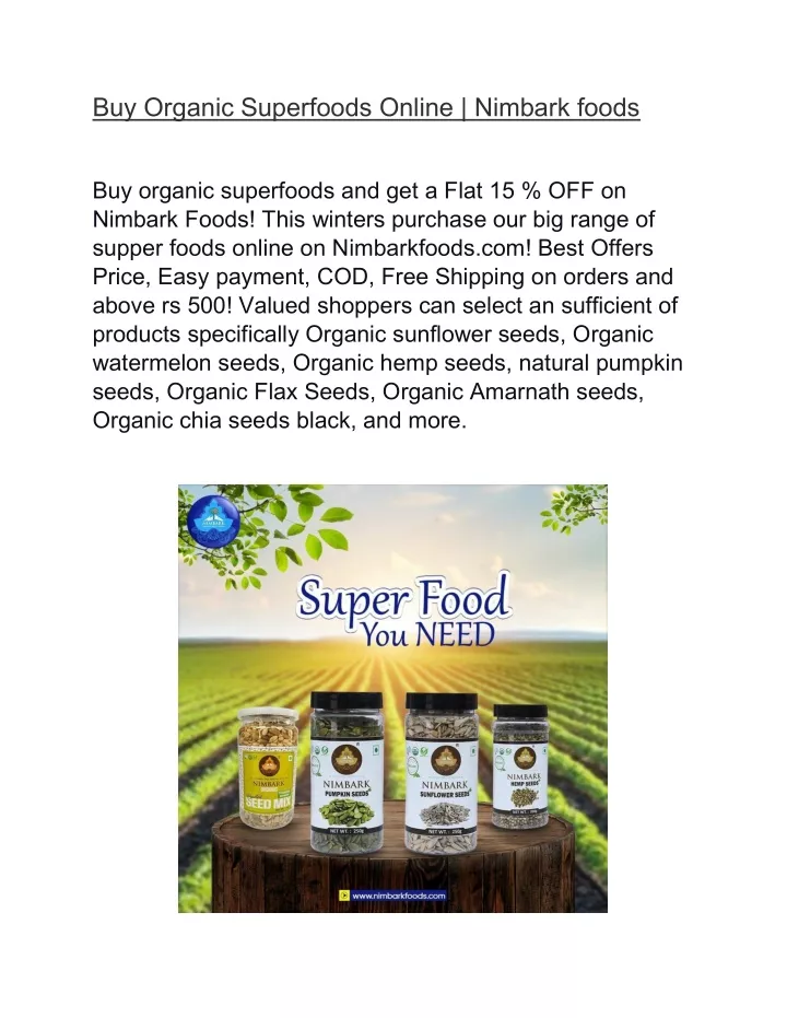 buy organic superfoods online nimbark foods