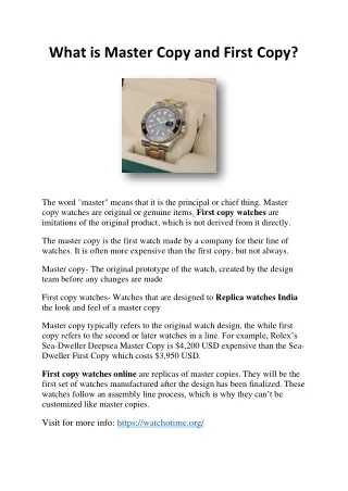 What is Master Copy and First Copy?