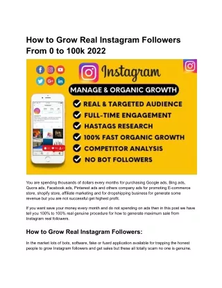 How to Grow Real Instagram Followers From 0 to 100k 2022