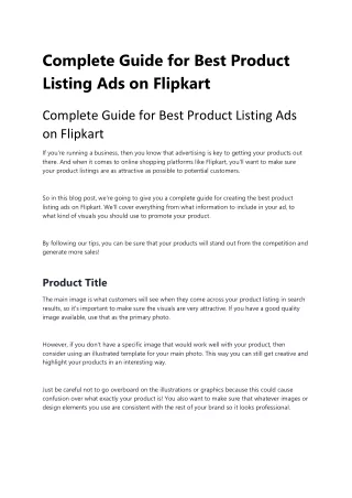 complete guide for best product listing