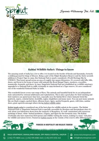 Kabini Wildlife Safari-Things to know