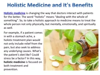 Holistic Medicine and It's Benefits