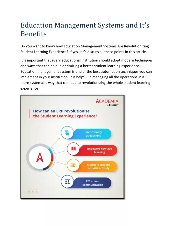 education management systems and it s benefits