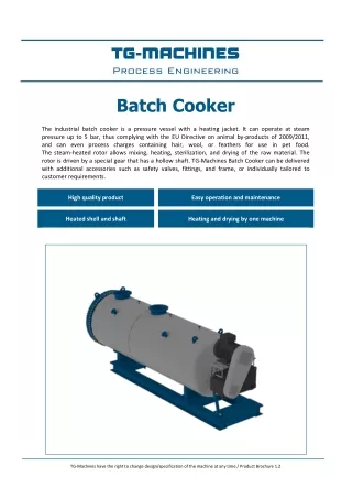 Batch Cooker - TG Machines