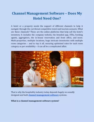 Channel Management Software – Does My Hotel Need One?