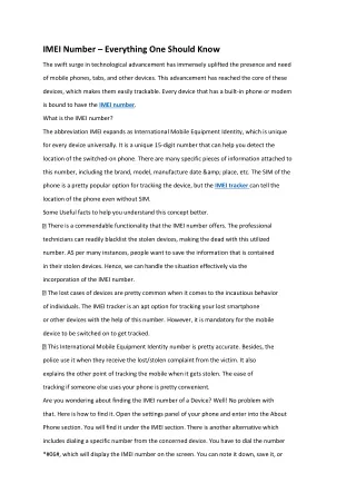 imei number everything one should know