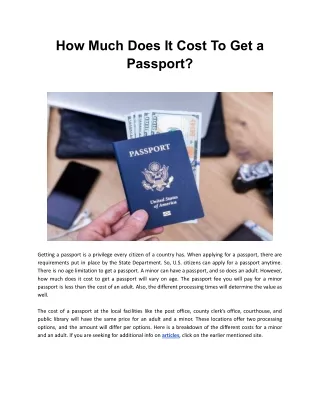 How Much Does It Cost To Get a Passport