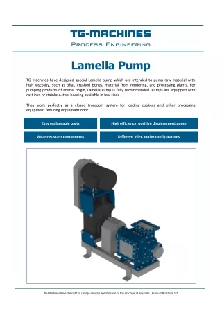 Lamella Pump - TG Machines