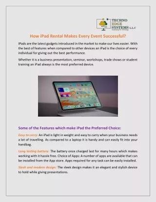 how ipad rental makes every event successful