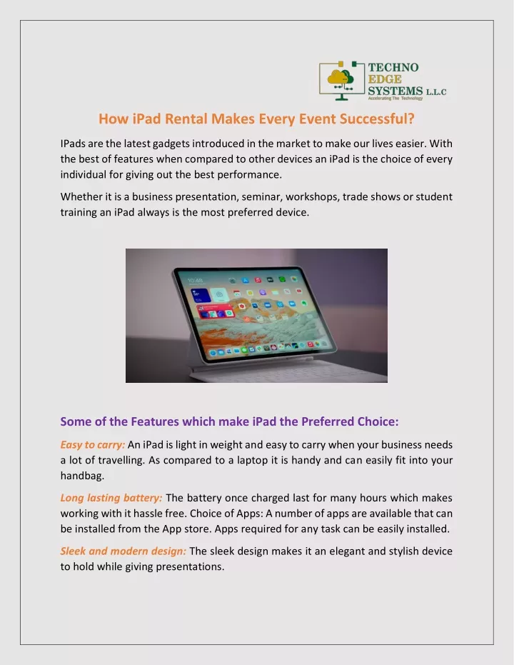 how ipad rental makes every event successful