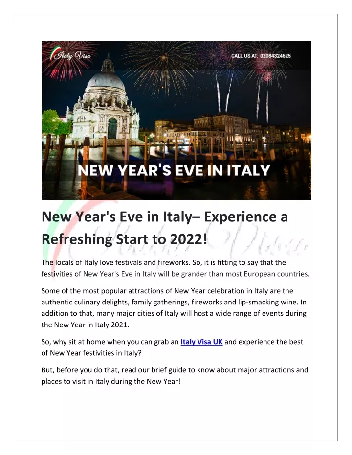 new year s eve in italy experience a refreshing