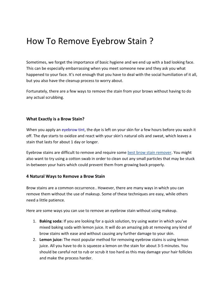 how to remove eyebrow stain