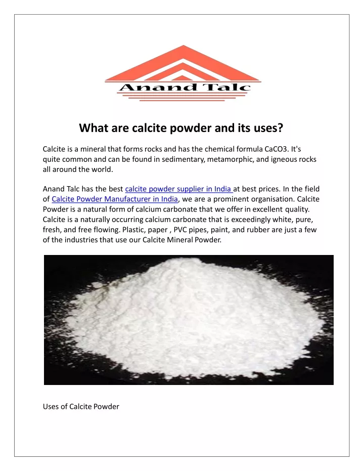 what are calcite powder and its uses
