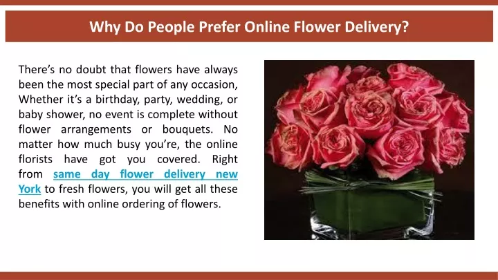 why do people prefer online flower delivery