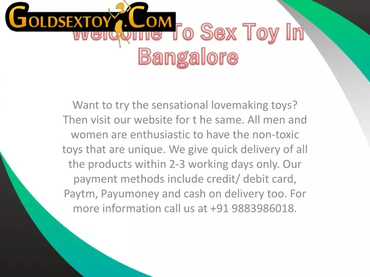 welcome to sex toy in bangalore