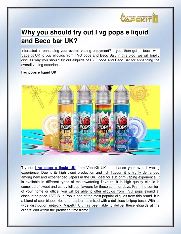 why you should try out i vg pops e liquid