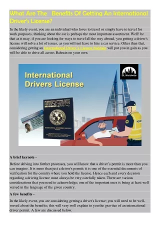 what are the benefits of getting an international
