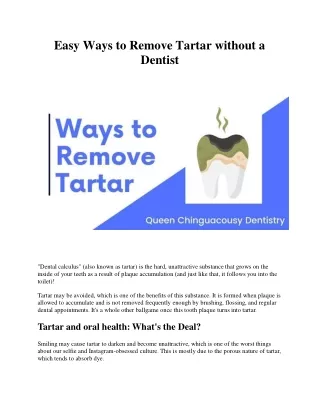 easy ways to remove tartar without a dentist