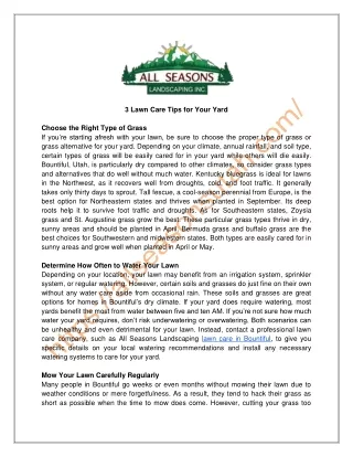 3 Lawn Care Tips for Your Yard