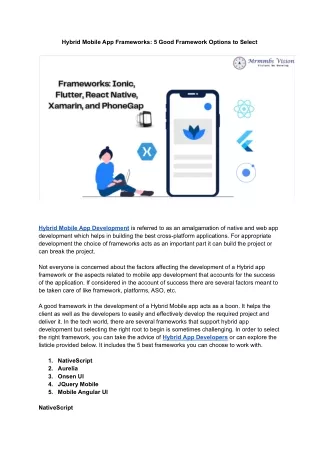 hybrid mobile app frameworks 5 good framework