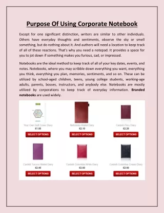 purpose of using corporate notebook