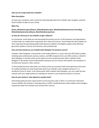 how we can scrape leads from linkedin