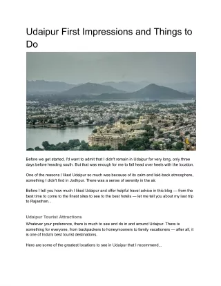 udaipur first impressions and things to do