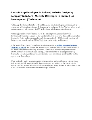 Android App Developer In Indore | Website Designing Company In Indore | Website