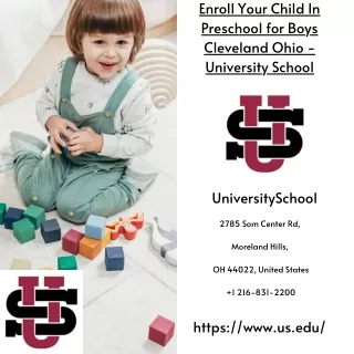 Enroll Your Child In Preschool for Boys Cleveland Ohio -University School