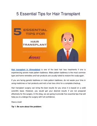 5 Essential Tips for Hair Transplant