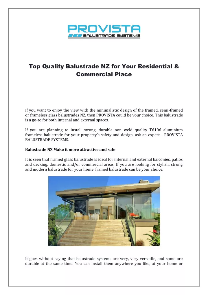 top quality balustrade nz for your residential