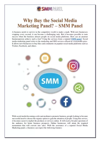 Why Buy the Social Media Marketing Panel – SMM Panel