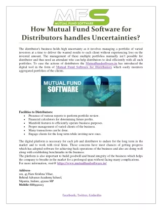 how mutual fund software for distributors handles