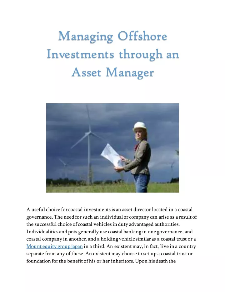 managing offshore investments through an asset