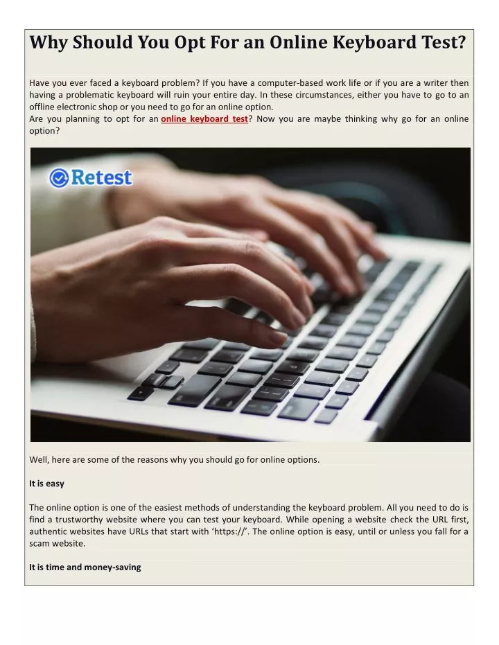 why should you opt for an online keyboard test