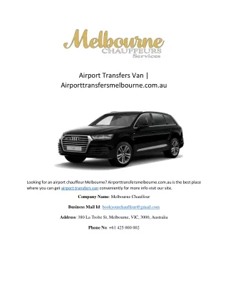 Airport Transfers Van | Airporttransfersmelbourne.com.au