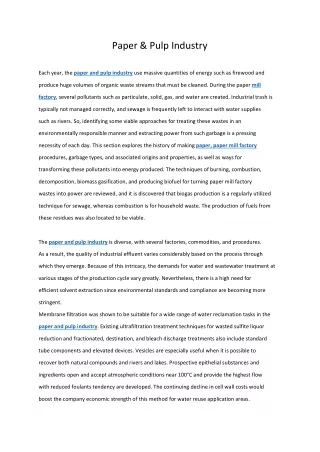 paper pulp industry