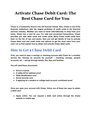 activate chase debit card the best chase card