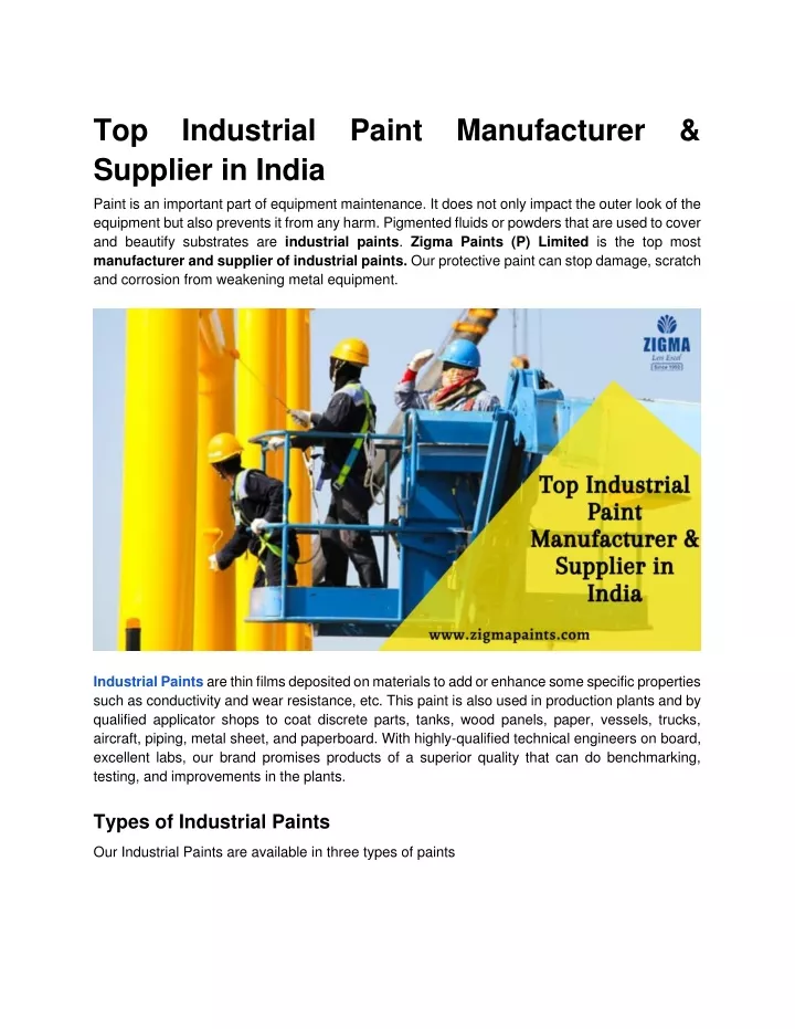 top industrial paint manufacturer supplier