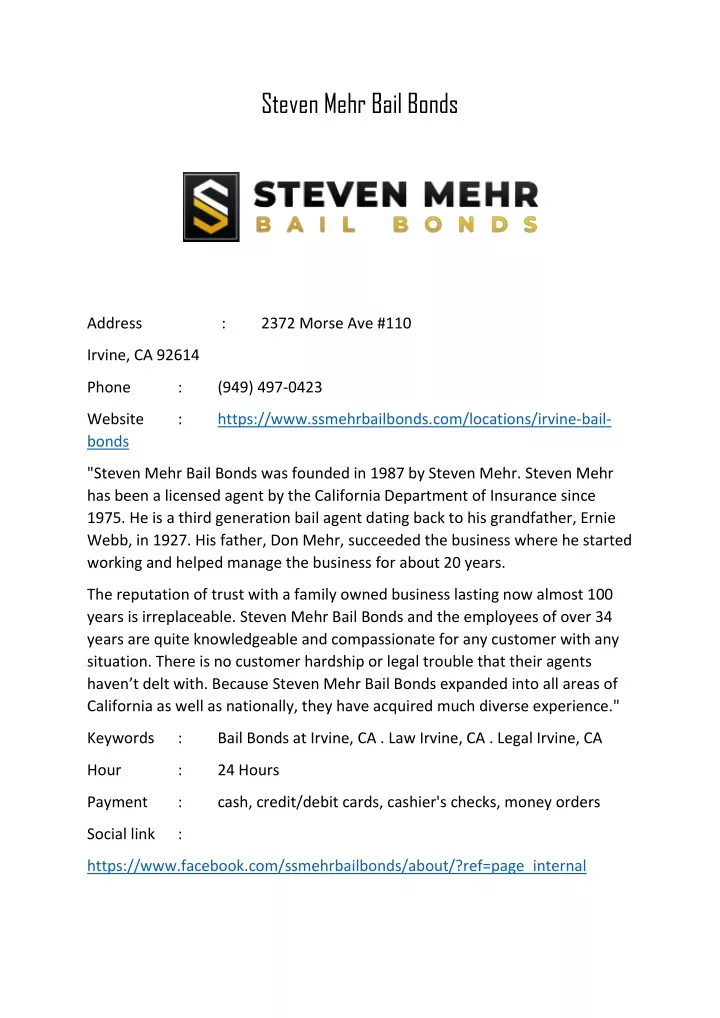 steven mehr bail bonds