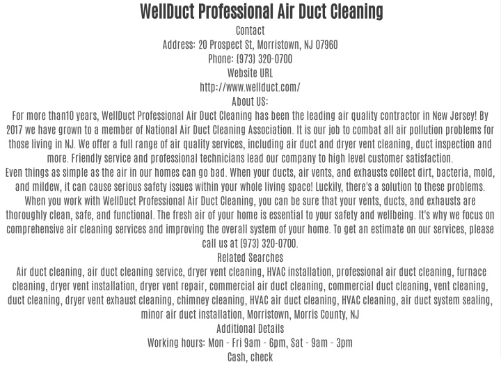 wellduct professional air duct cleaning contact