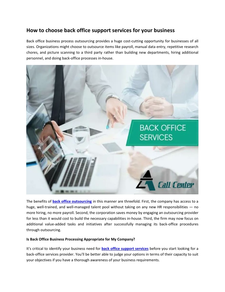 how to choose back office support services