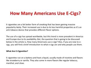 How Many Americans Use E-Cigs
