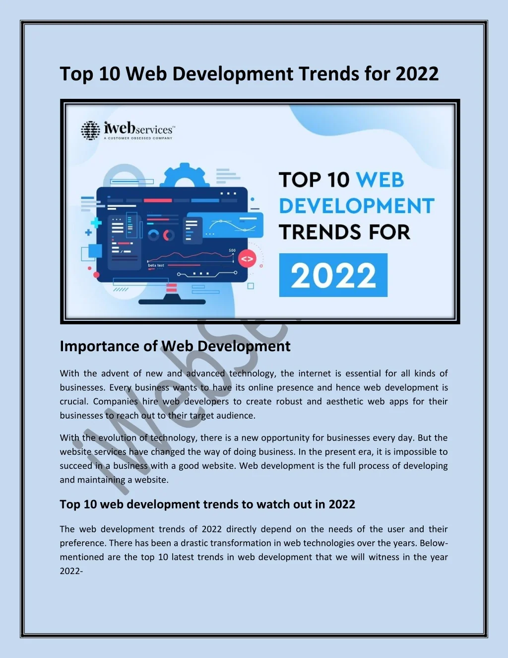 PPT - Top 10 Web Development Trends for 2022 - iWebServices PowerPoint ...