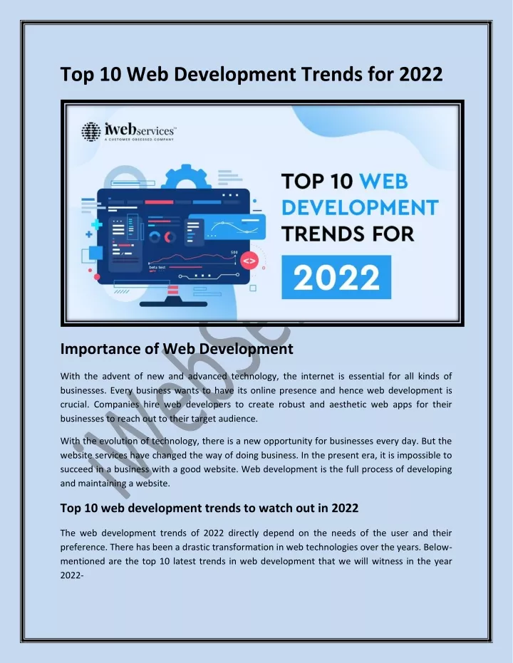 top 10 web development trends for 2022