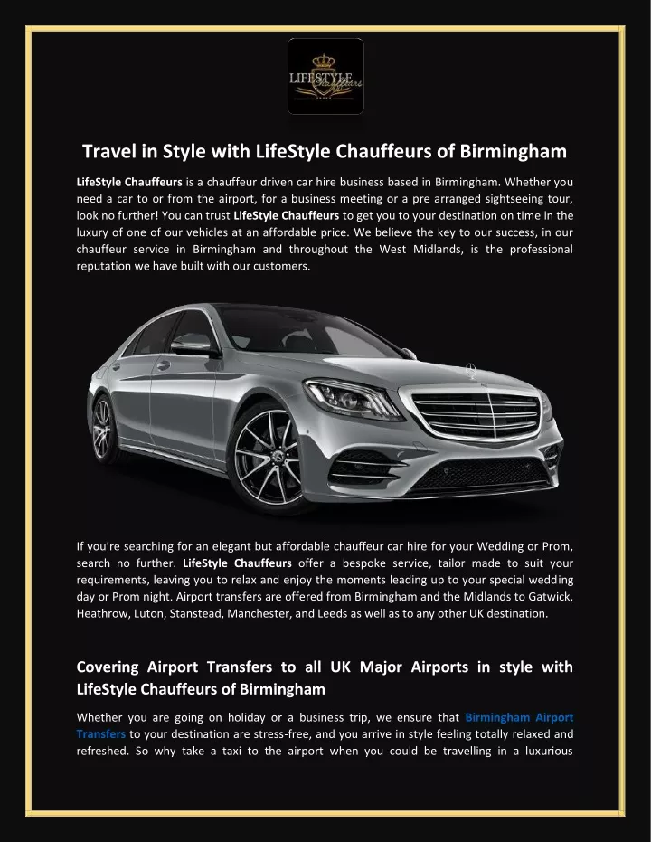 travel in style with lifestyle chauffeurs