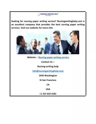 Nursing Paper Writing Service  Nursingwritinghelp.com