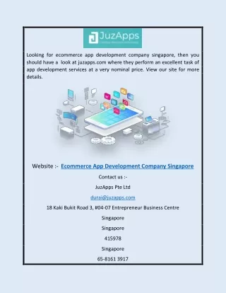 Ecommerce App Development Company Singapore |  Juzapps.com