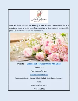 Order Fresh Flowers Online Abu Dhabi | Aromaflowers.ae